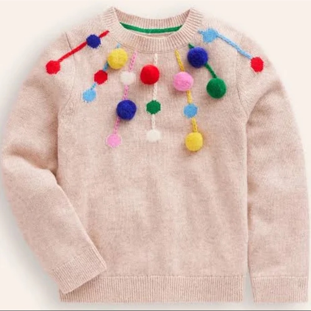 🌈 Mini Boden Girls Pom-Pom Sweater | Size 5/6